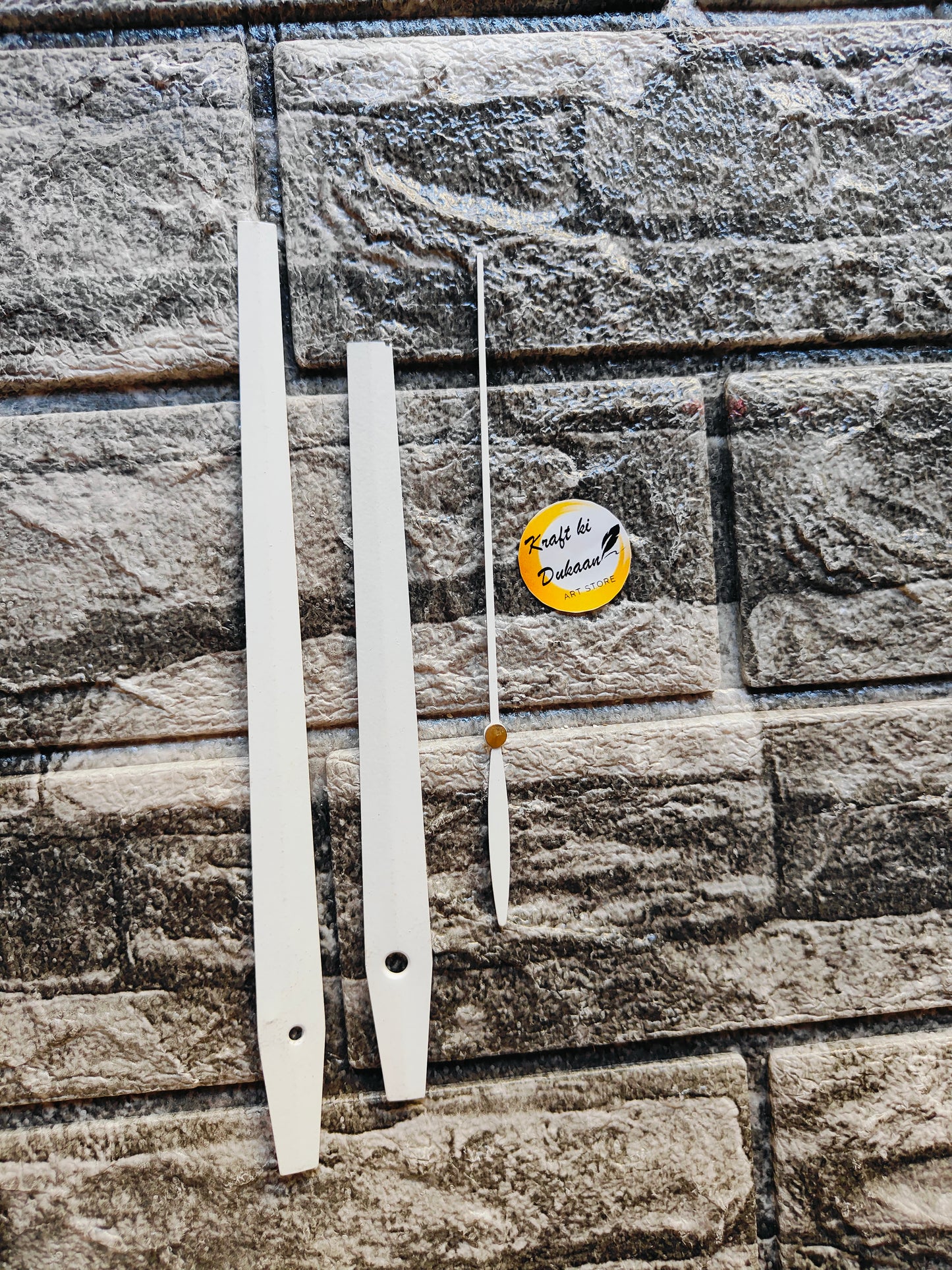 White metal clock hands for DIY projects, perfect for customizing wall clocks