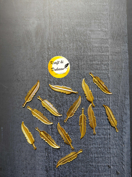 Metal Leaf A13 pack of 100, gold feather-shaped metal leaf pieces