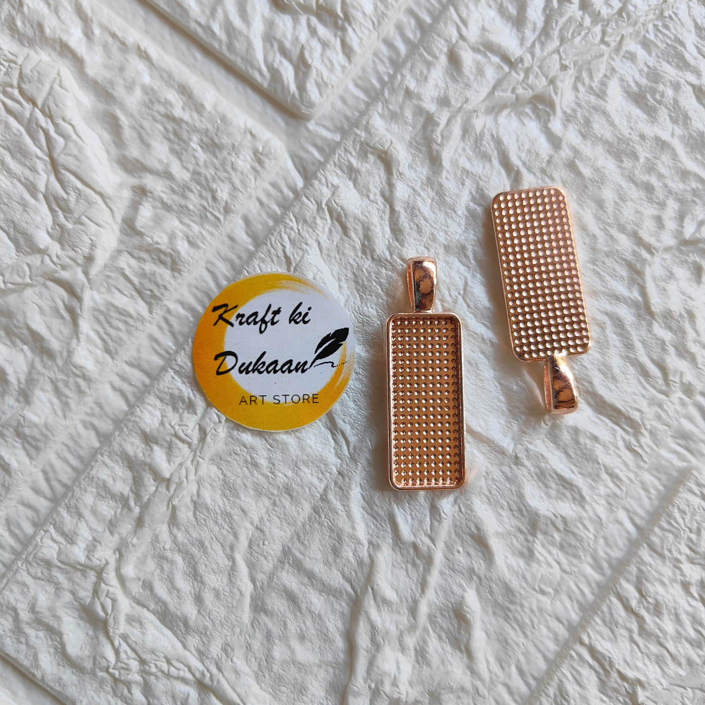 Copper metal pendant set with textured design from Kraft ki Dukaan for stylish jewelry making