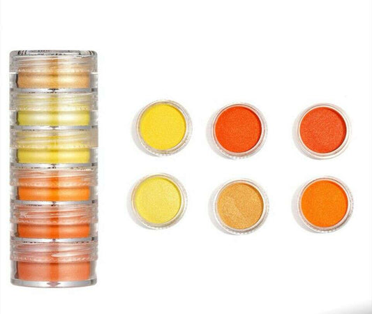 6in1 MICA Box A8 with six mica pigment pots: yellow, orange, gold, brown