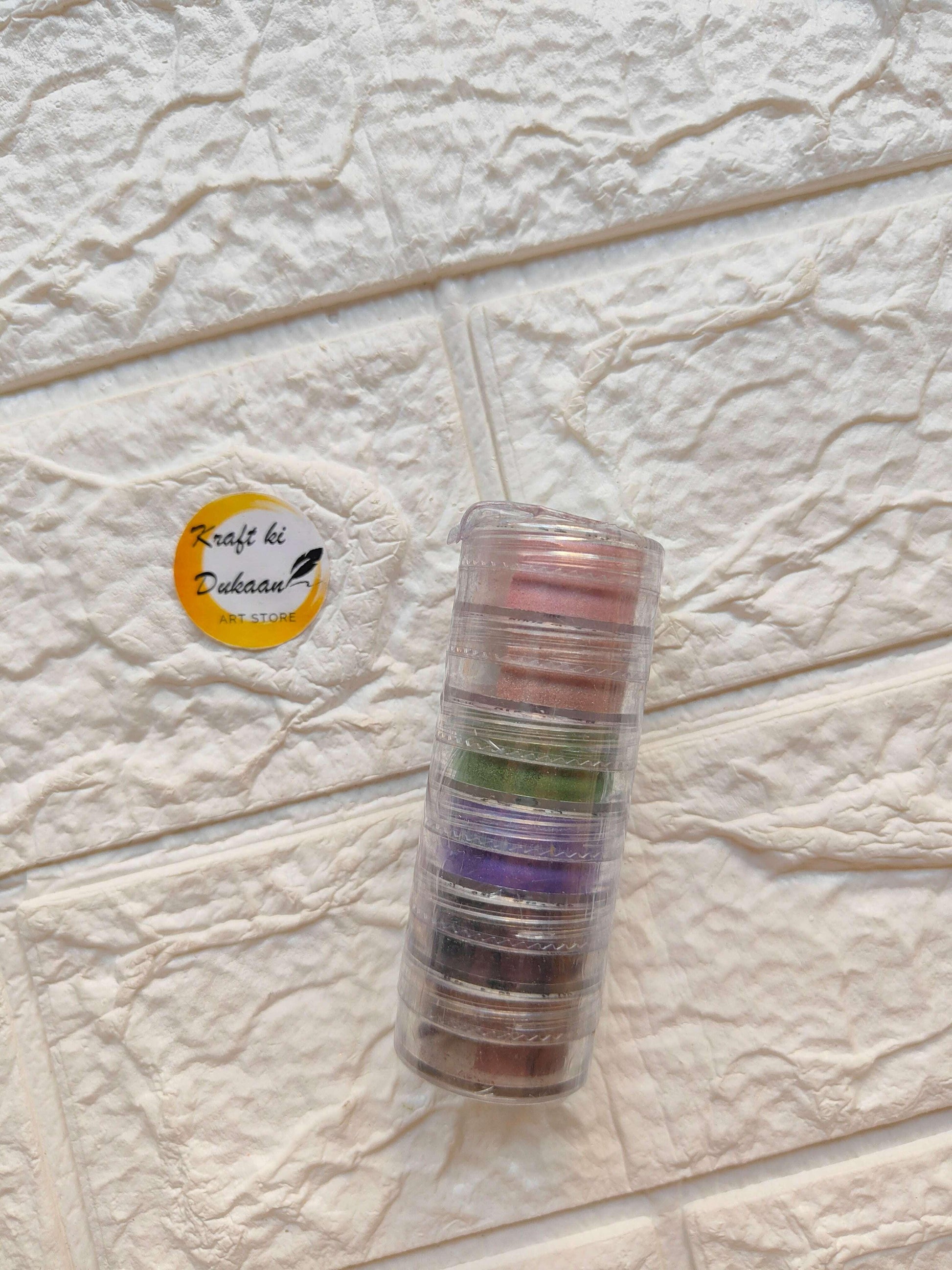 6in1 MICA box A4: clear tube with layered mica sheets in assorted colors