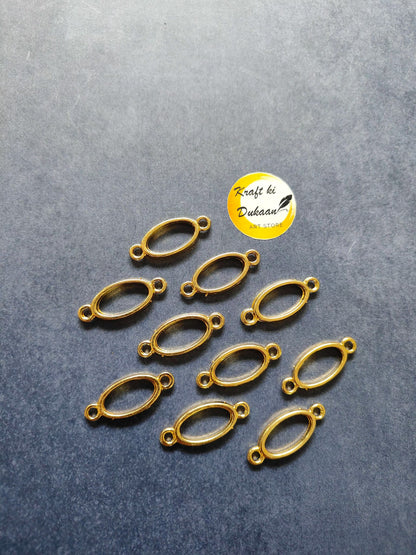 Mini oval bezel bracelet set (10): gold-tone oval frames with dark inserts