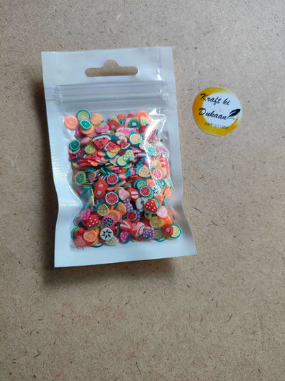 Mix Fruits Sequins Shakers in clear pouch with mixed fruit sequin pieces