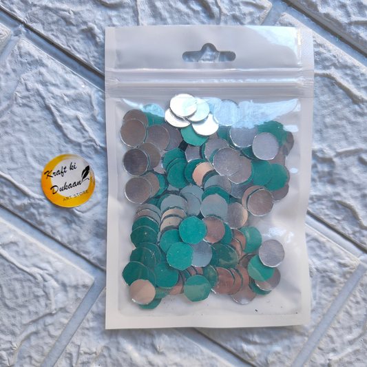 Mirror mosaic craft supplies in a clear bag featuring colorful round sequins for creative projects