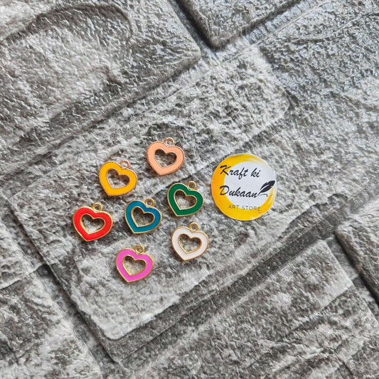 Multi heart metal charms set (10 pcs) with colorful enamel heart pendants