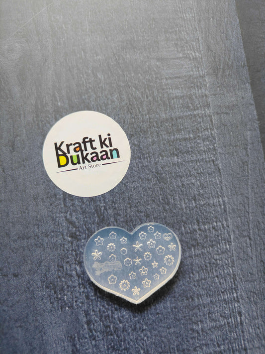 Heart-shaped Nail Art Mould A2 with delicate flower and star designs
