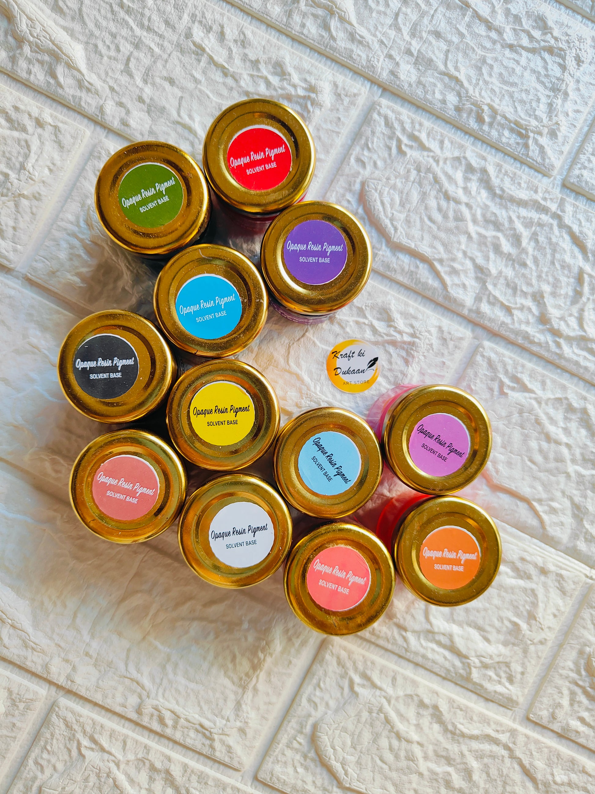 Set of vibrant opaque pigment for resin jars in various colors for crafting and art projects