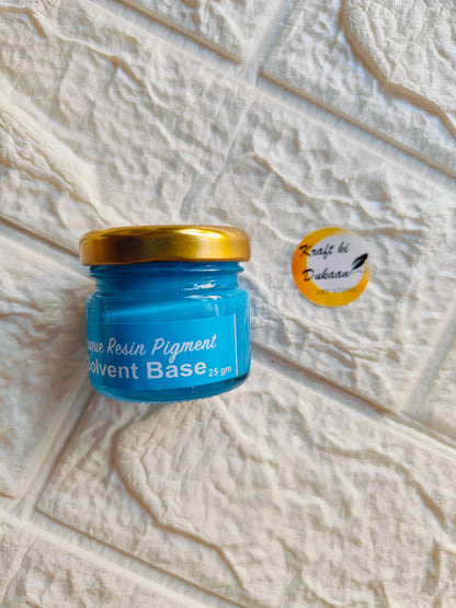 Kraft ki Dukaan Opaque Pigment for Resin in a 25g jar with blue color and gold lid