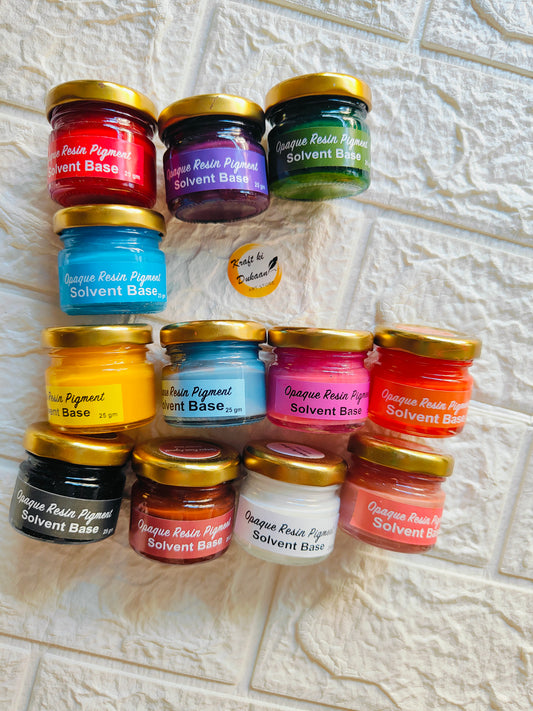 Assorted jars of opaque pigment for resin in various vibrant colors from Kraft ki Dukaan