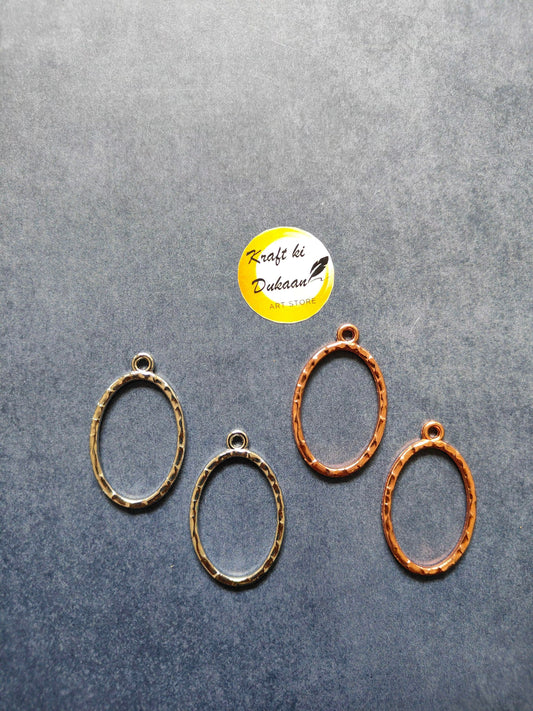 Designer oval bezel pendant set, 5-piece: silver and rose-gold oval settings