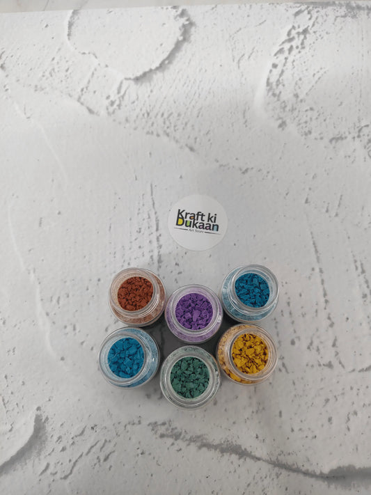 Rubber particles pack of 6: six small jars with mixed colors