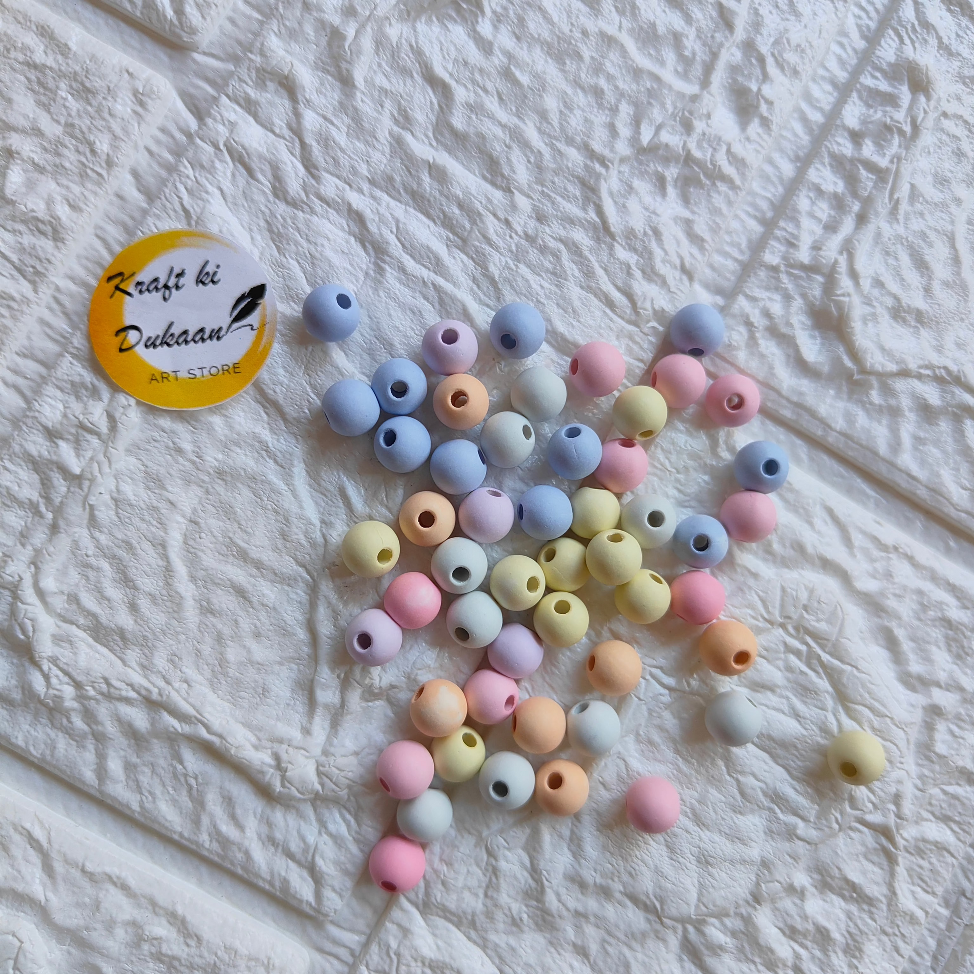 Assorted pastel pearl beads for jewelry making in various soft colors from Kraft ki Dukaan