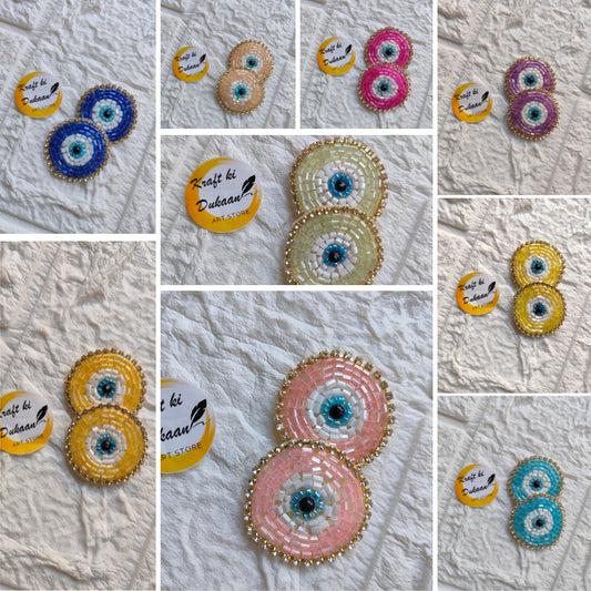 Evil Eye Pearl Embroidered Patches - Kraft ki Dukaan