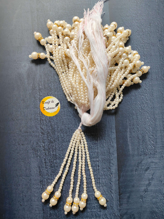Latkan set of 12 A16 pearl beaded tassel with multiple hanging strands