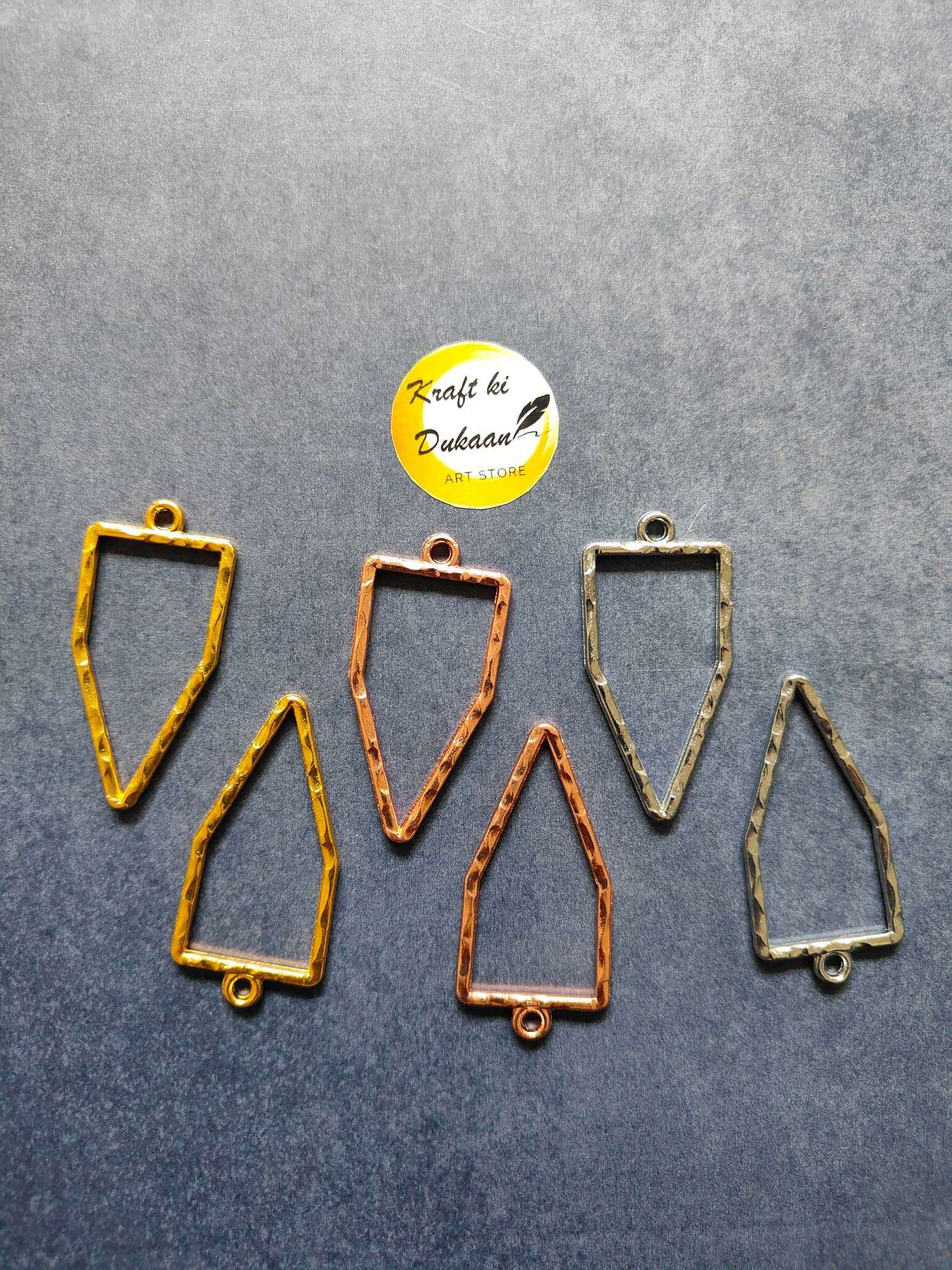 Pentagon bezel pendants (5PC) in gold, rose gold, and silver—bezel frames