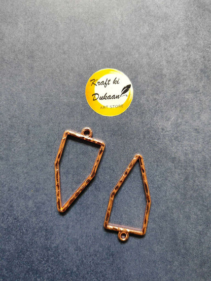Pentagon bezel pendant pair in rose gold tone, open-back bezel with top loop