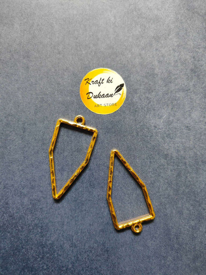Pentagon bezel pendant pair in gold tone, open-back bezel with top loop