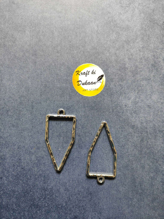 Pentagon bezel pendant pair in silver tone, open-back bezel with top loop