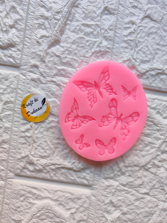 Pink 6 cavity butterfly mould by Kraft ki Dukaan for crafting detailed butterfly shapes