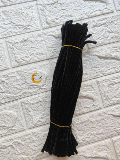 Kraft ki Dukaan Black Plain Pipe Cleaners, 12 inches, ideal for arts and crafts projects