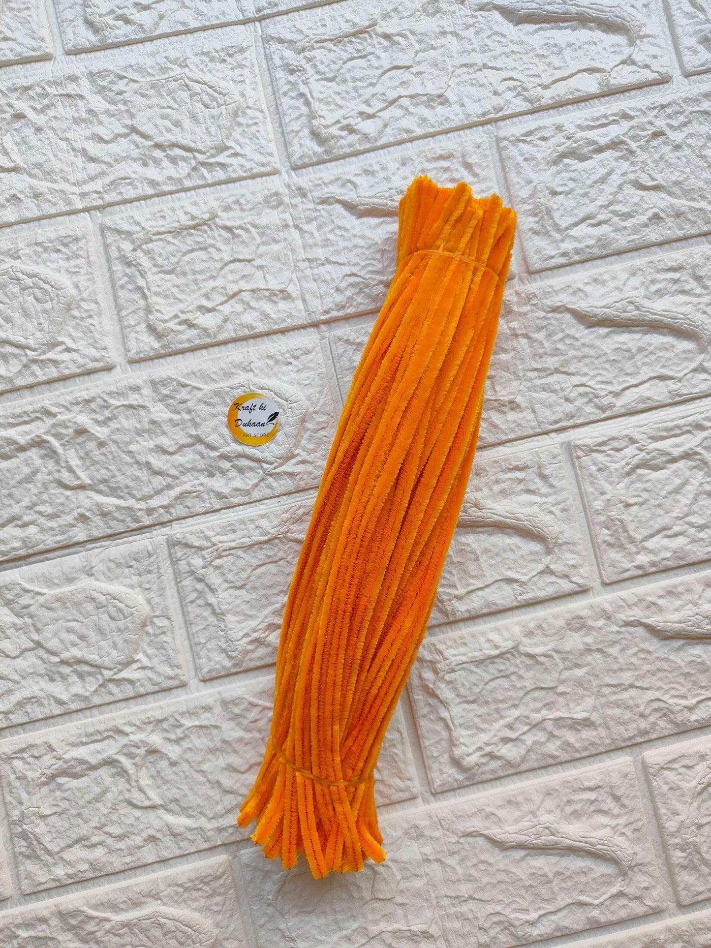 Plain pipe cleaners in bright orange color, 12 pieces, perfect for crafts and DIY projects