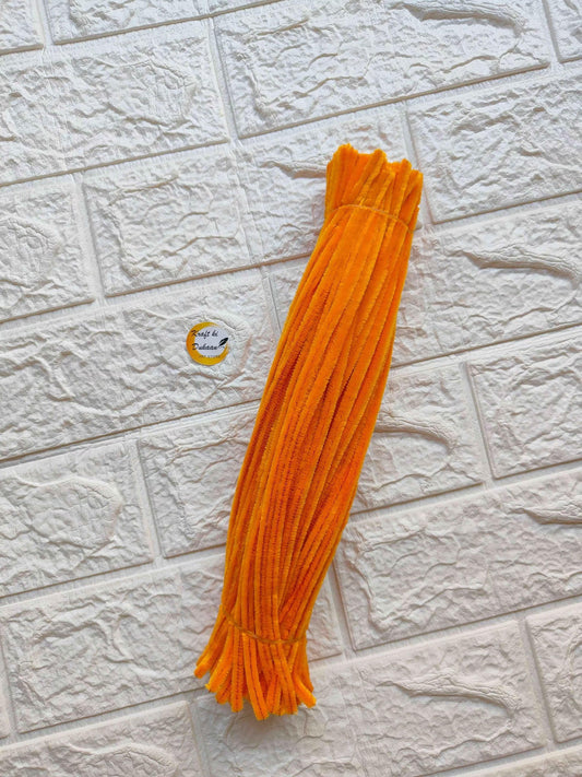 Plain pipe cleaners in bright orange color, 12 pieces, perfect for crafts and DIY projects
