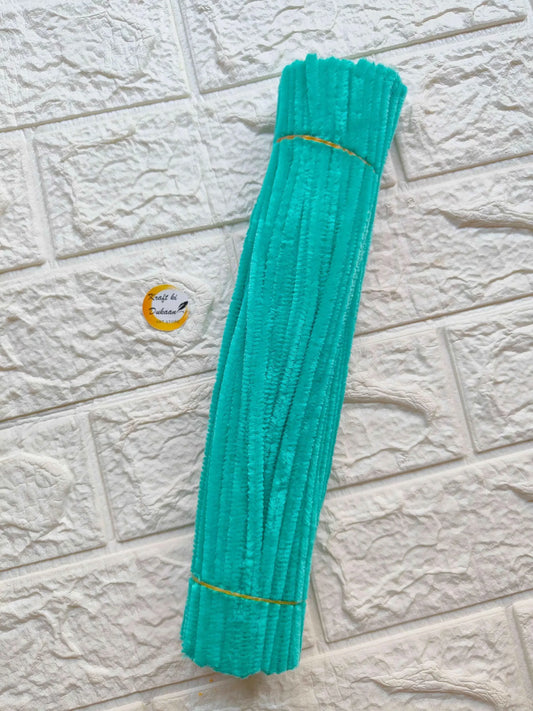 Turquoise pipe cleaner pack of 100, bundled sticks with paper band