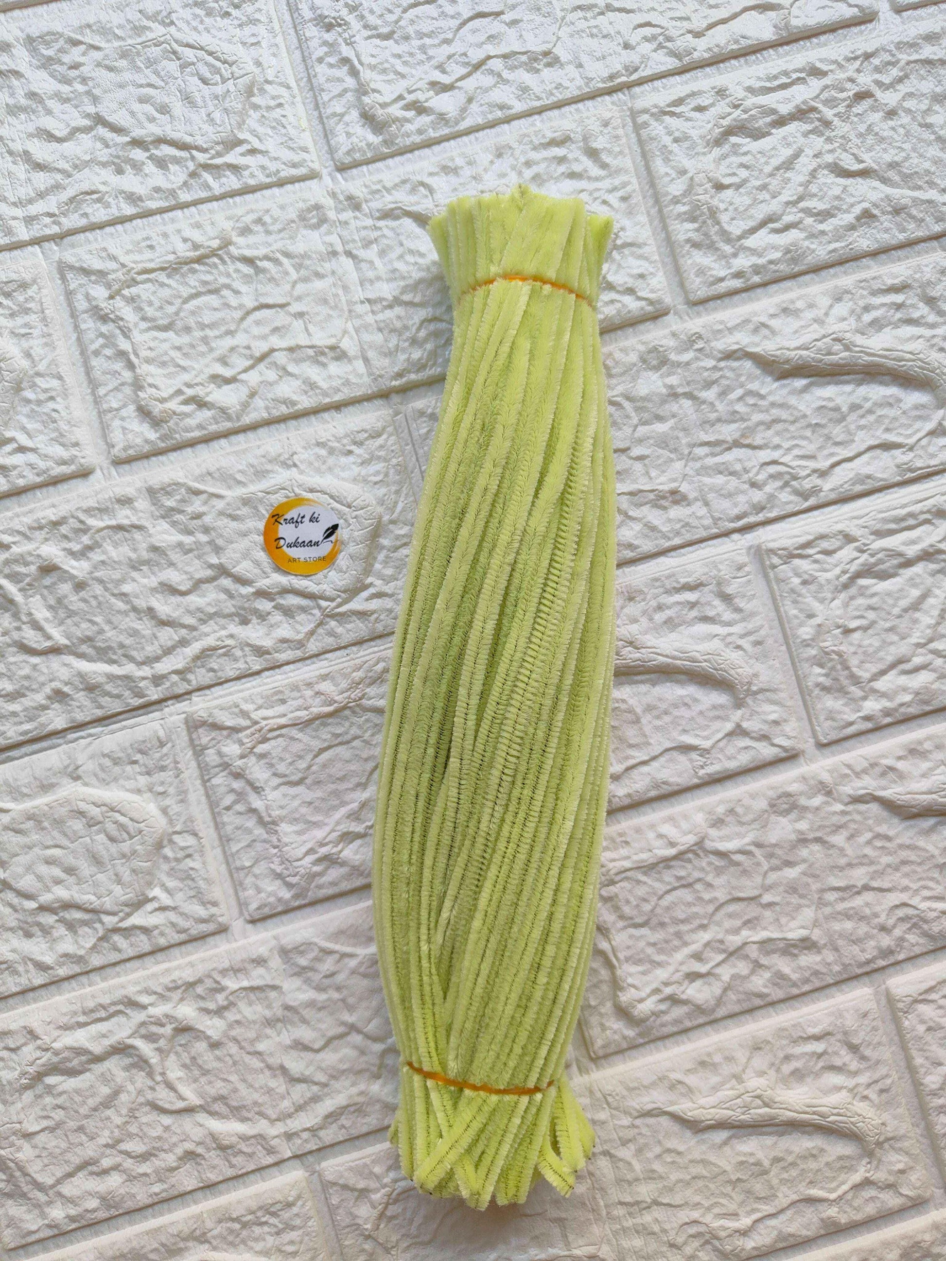 Kraft ki Dukaan plain pipe cleaners in bright yellow, pack of 50 for arts and crafts projects