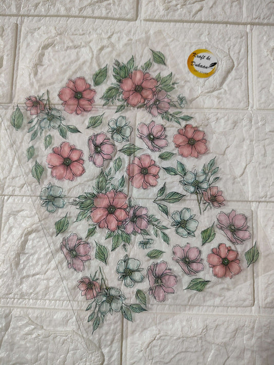 A5 insert sheet E16 with pink floral vine pattern on white paper
