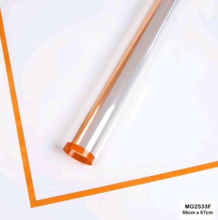 Wrapping paper plastic (59x57 cm), Design D1 with orange border frame