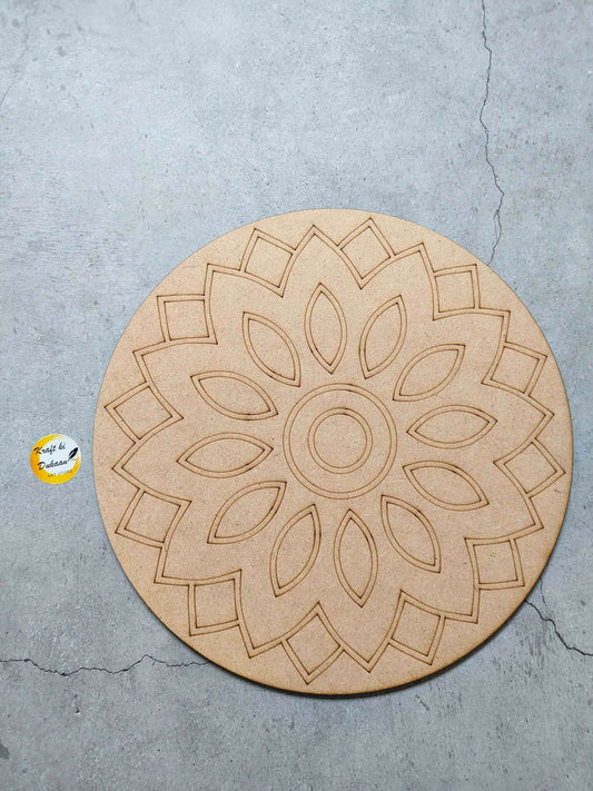 10" pre-marked MDF A17 circular board with lotus-style outline markings