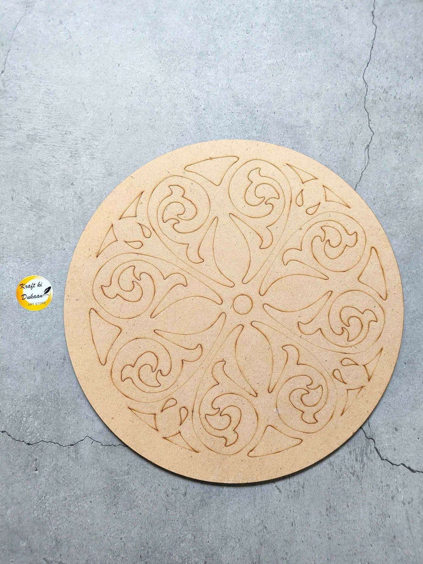 10-inch pre-marked MDF A15 round board with decorative etched pattern