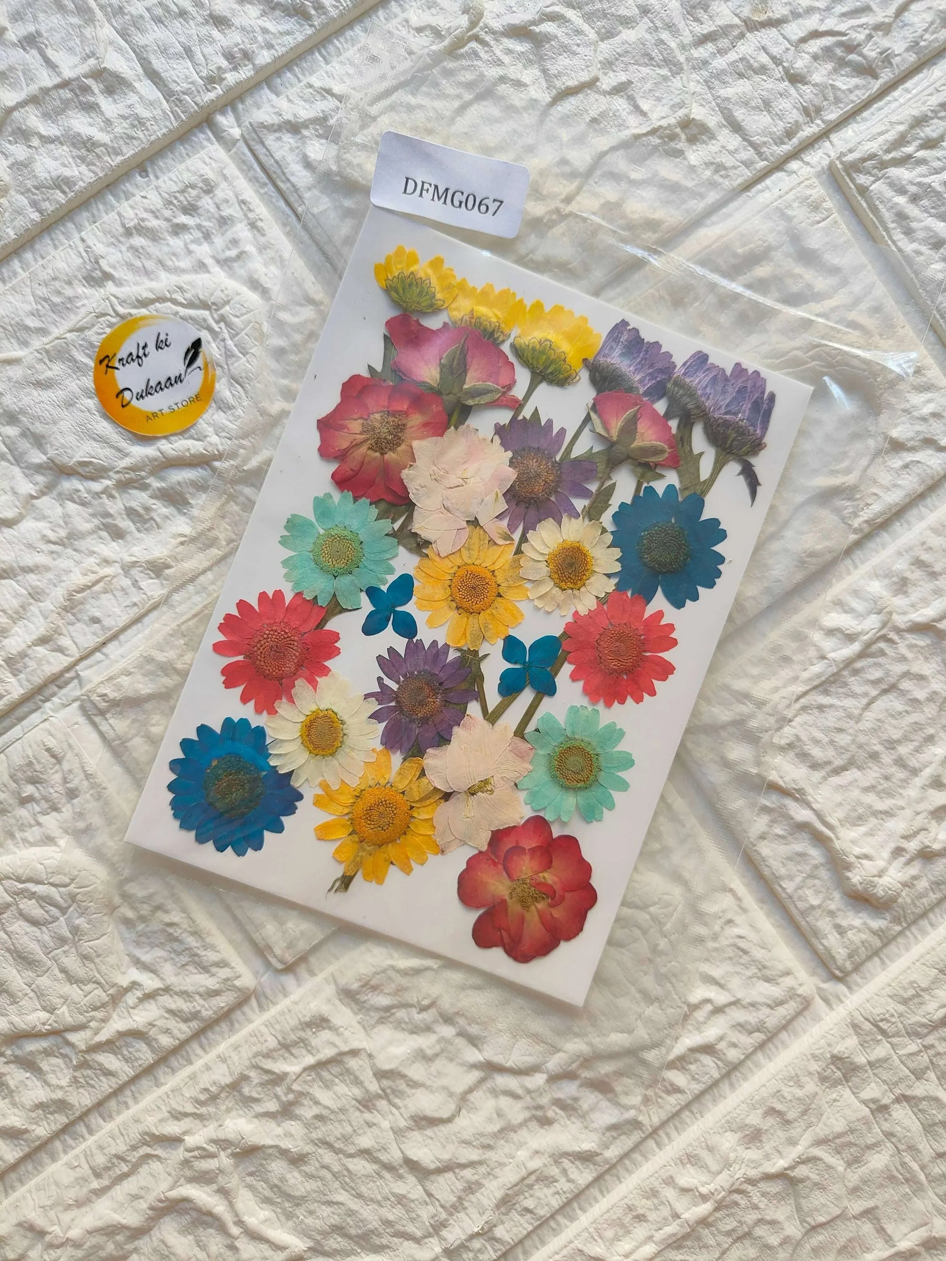 Pressed Flower Sheet Mix B15 with colorful pressed flowers on a sheet