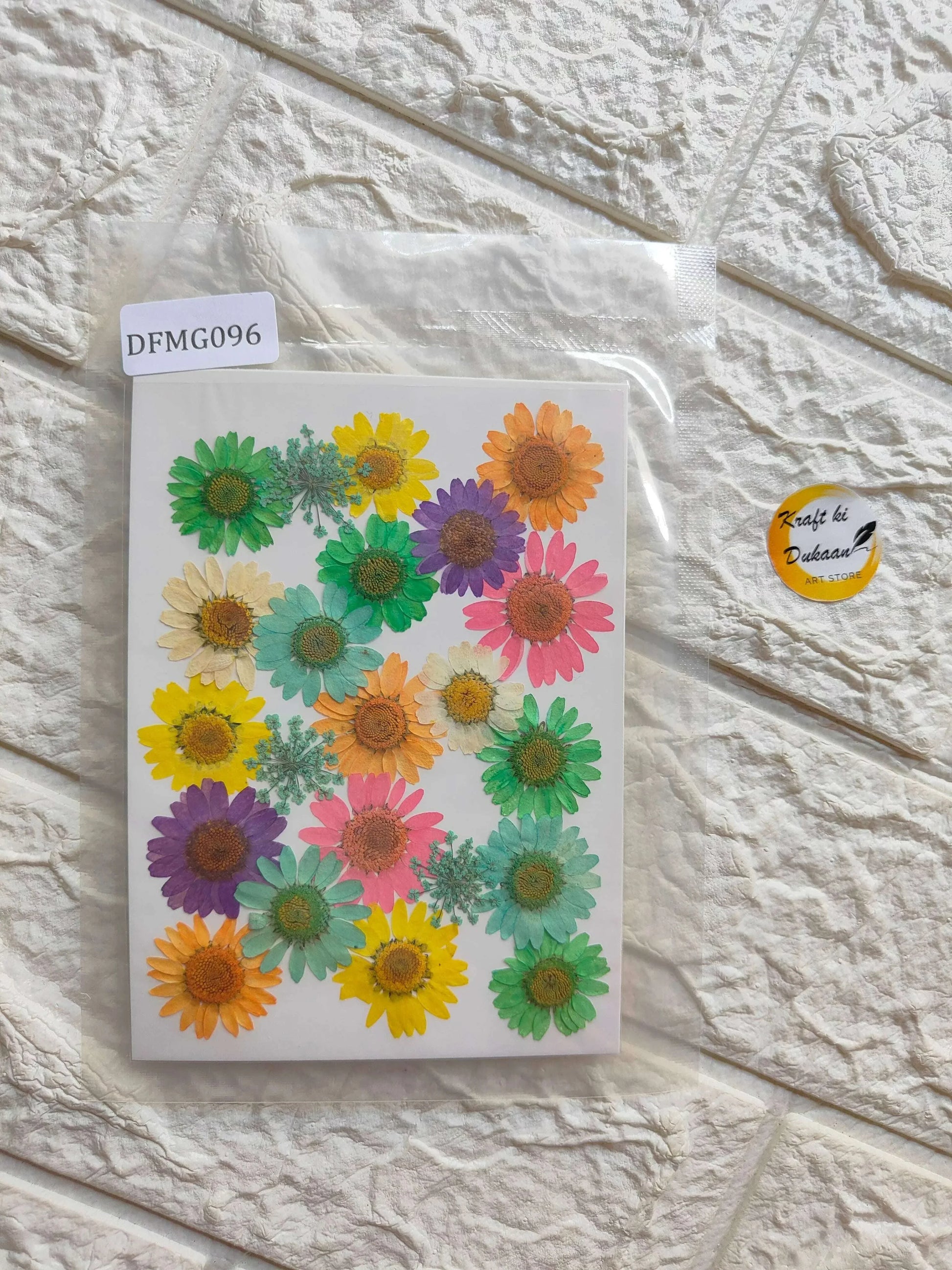 Pressed Flower Sheet Mix B4 with multicolor daisy-style pressed blooms on card