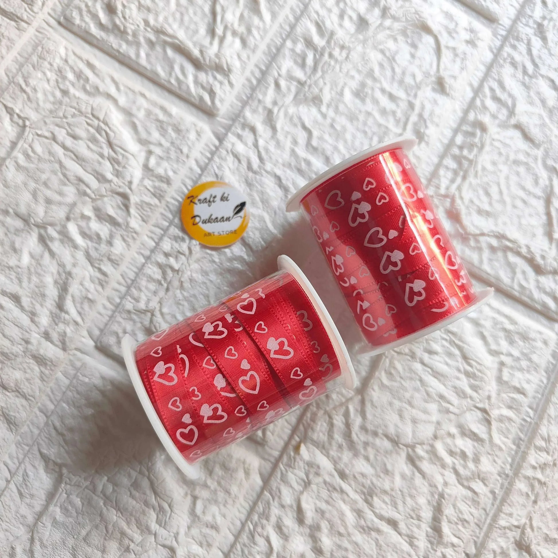 Recraft Ribbon Design Printed Ribbon for Crafts - Heart Design B6 | Kraft ki Dukaan