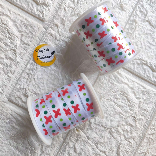 printed-ribbon-for-crafts-red-x-green-dot-pattern