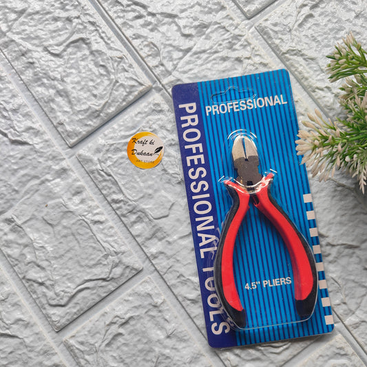 Professional plier tool with red rubber grips and 4.5 inch length for precision tasks.