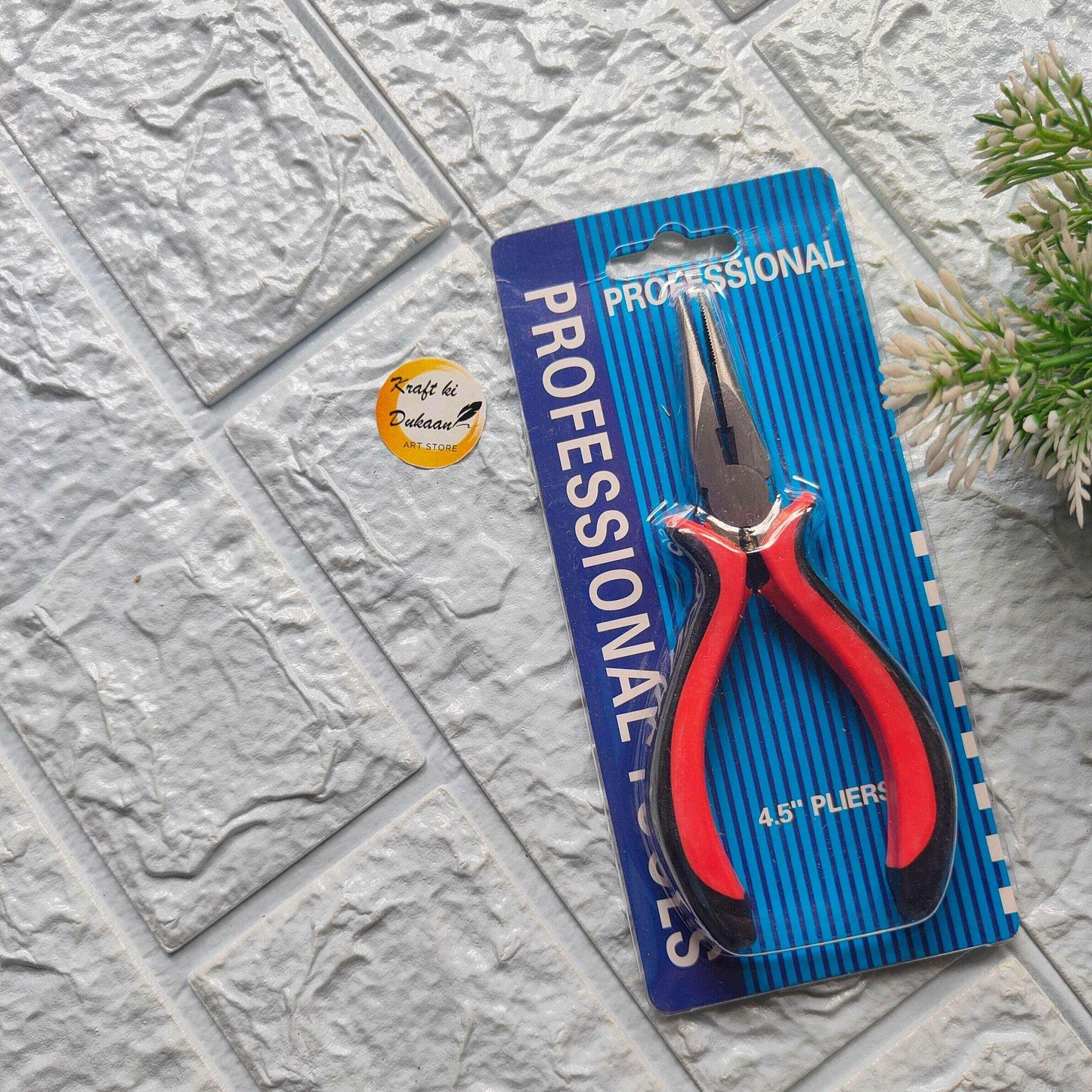 Professional 4.5-inch plier tool for resin art with a comfortable red rubber grip