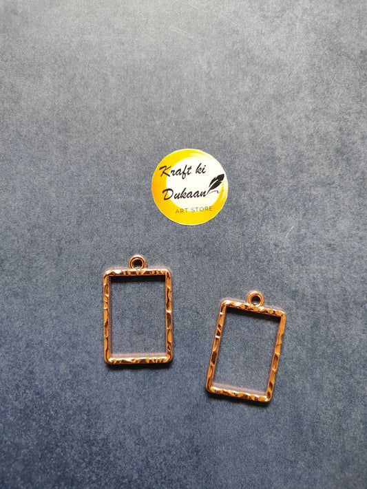 Rose gold rectangle bezel pendant set (2 shown): square frame with top loop