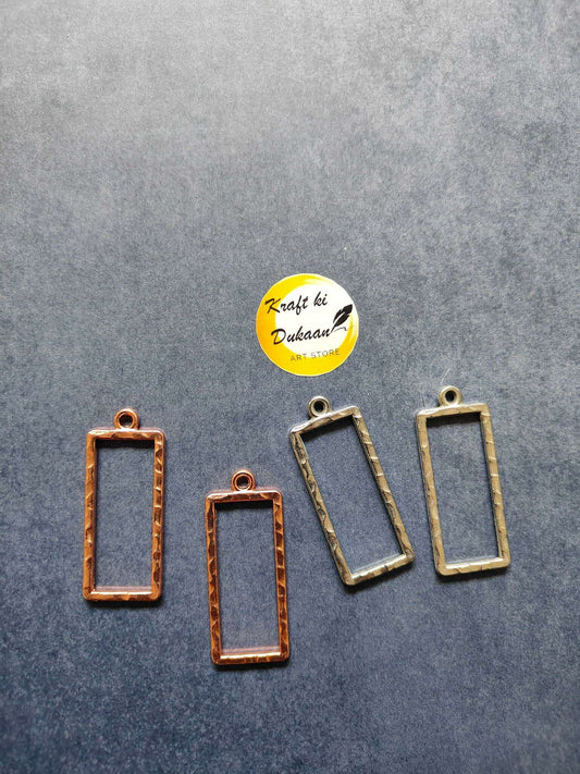 Designer Rectangle bezel pendants—set of 5, mixed silver and rose gold frames