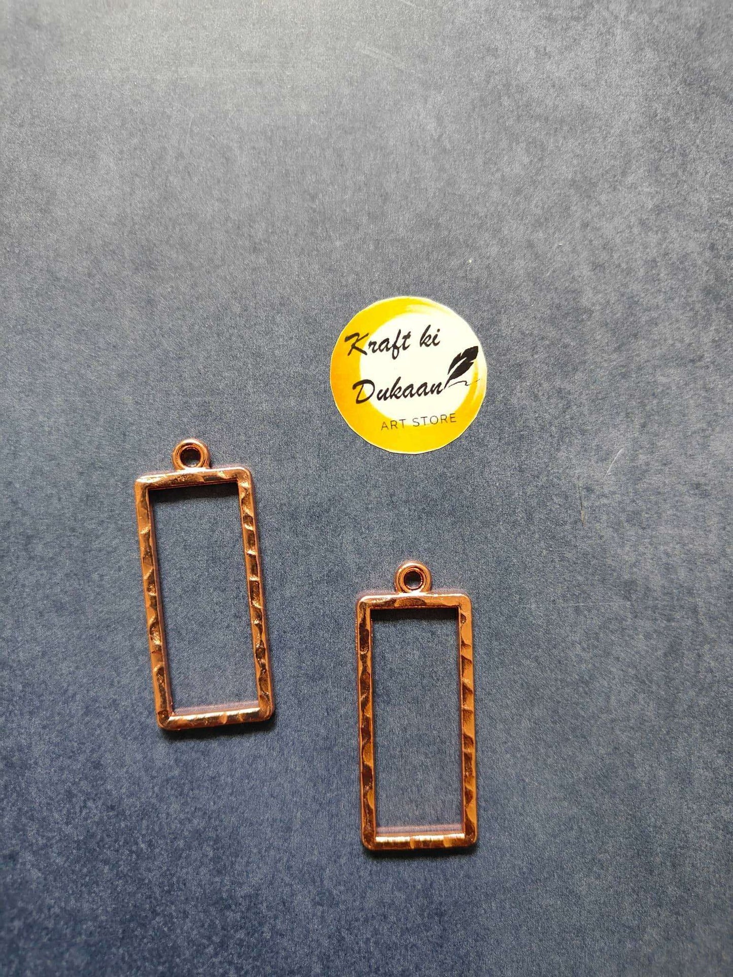 Rectangle bezel pendant, rose gold-tone frame with loop top (set of 5)