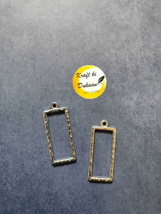 Rectangle bezel pendant, silver-tone frame with loop top (set of 5)