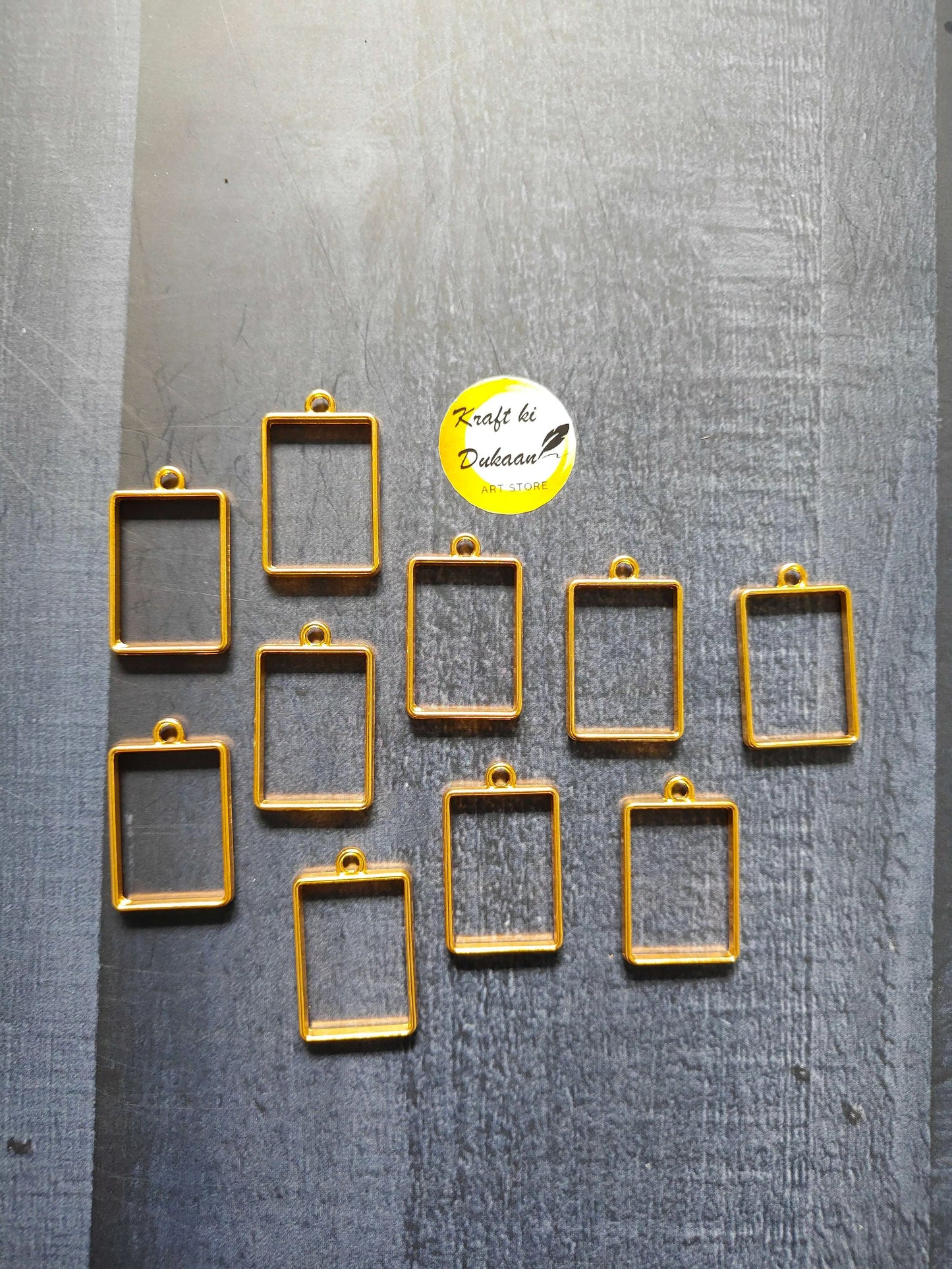 Gold rectangle bezel pendant set (10 pieces) with small loop bail on top