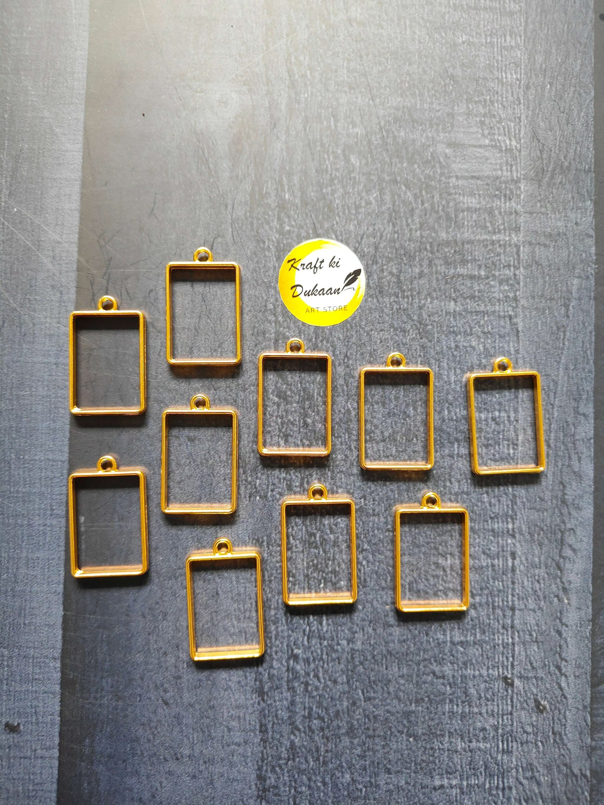 Gold rectangle bezel pendant set (10 pieces) with small loop bail on top