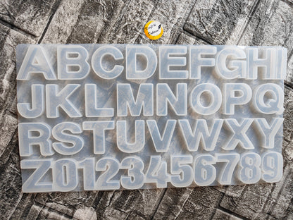 Kraft ki Dukaan clear resin alphabet mold with letters A to Z and numbers 0 to 9 for crafting