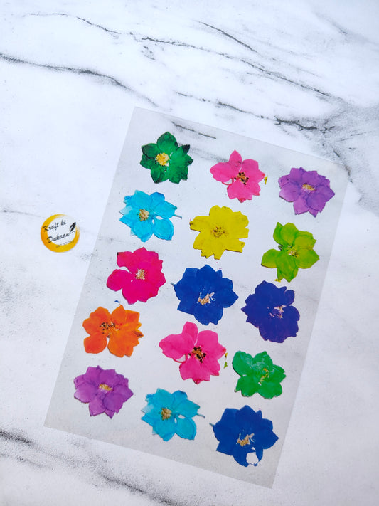 Colorful A5 insert sheet for resin art featuring vibrant flower designs and various colors