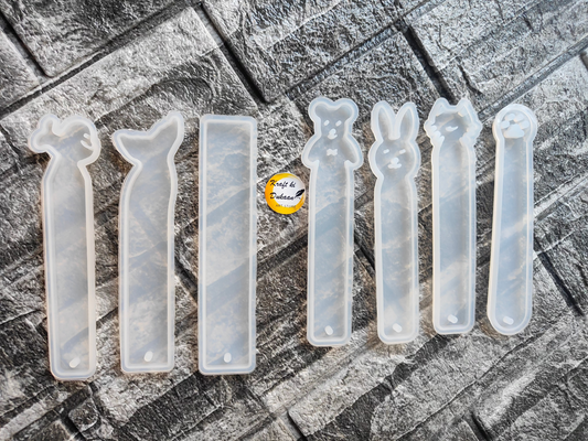 Resin bookmark mold set featuring various animal designs for creative crafting projects