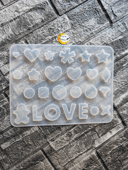 Kraft ki Dukaan resin jewellery making mould with various shapes like hearts and stars