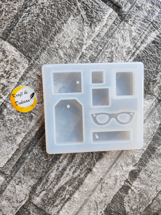 Resin pendant mold goggle design with multiple shapes for crafting unique jewelry pieces