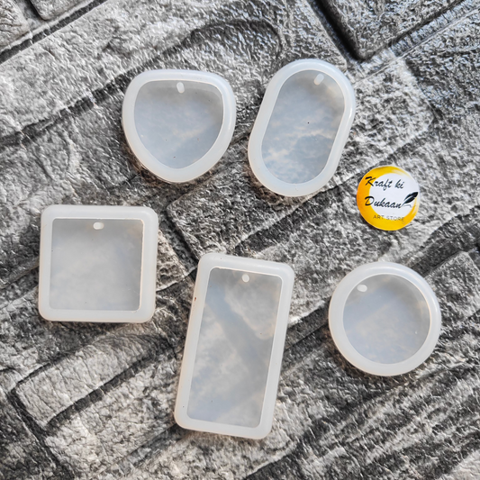 Kraft ki Dukaan resin pendant mould set featuring different shapes for crafting unique jewelry